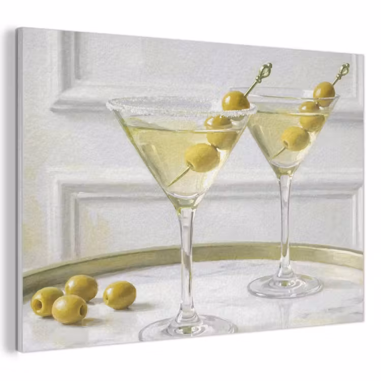 Akoestisch schilderij - Drank - Martini - Olijven - Modern - Wit — 1