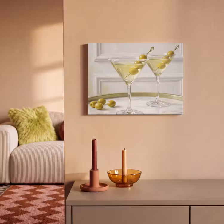 Akoestisch schilderij - Drank - Martini - Olijven - Modern - Wit — 2