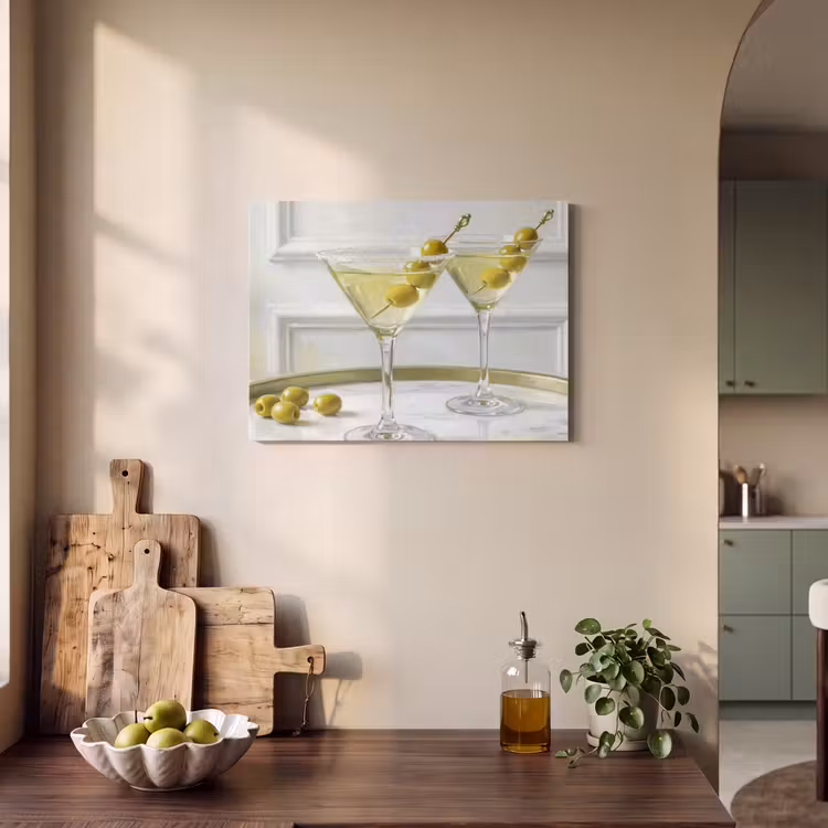 Akoestisch schilderij - Drank - Martini - Olijven - Modern - Wit — 3