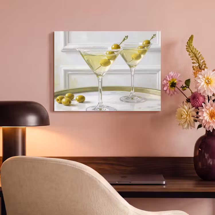 Akoestisch schilderij - Drank - Martini - Olijven - Modern - Wit — 4