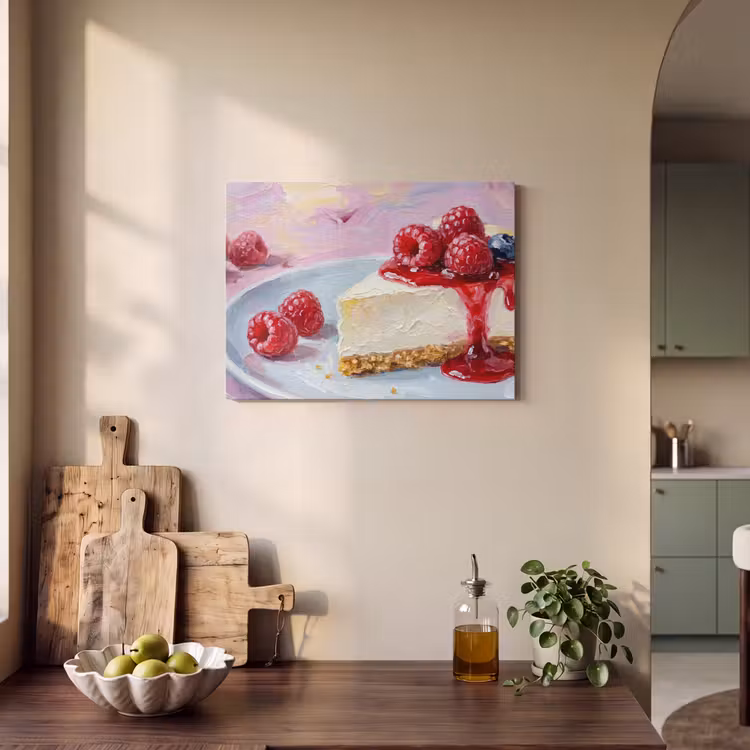 Akoestisch schilderij - Eten - Cheesecake - Bessen - Abstract - Roze — 3