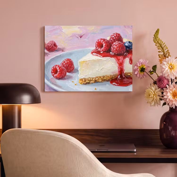 Akoestisch schilderij - Eten - Cheesecake - Bessen - Abstract - Roze — 4