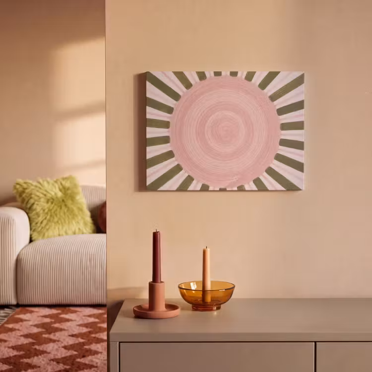 Akoestisch schilderij - Patroon - Cirkel - Stralen - Abstract - Roze — 2
