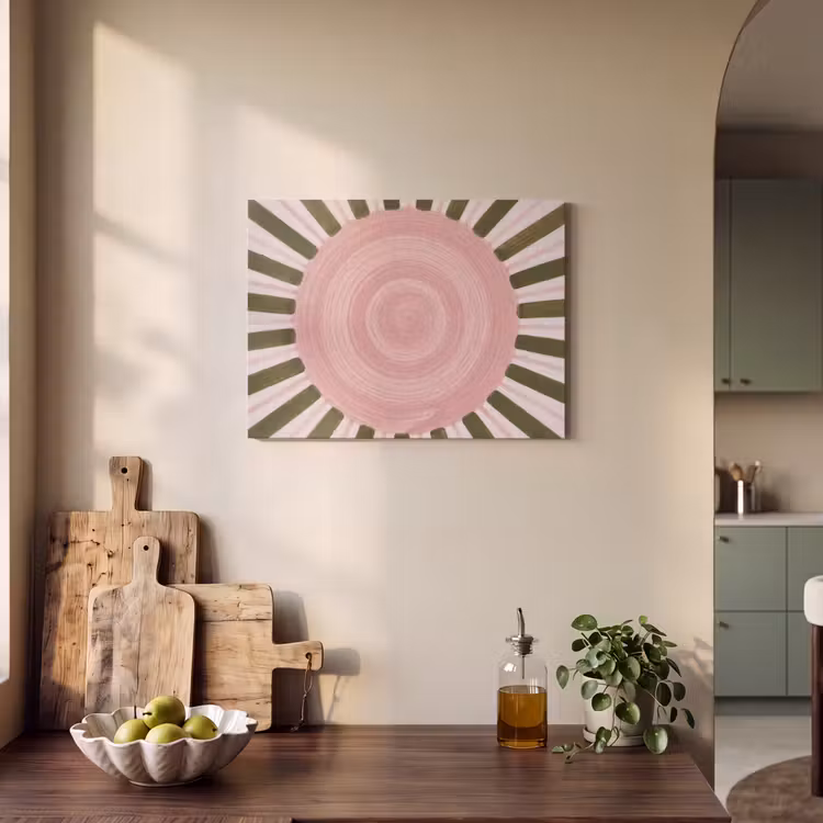 Akoestisch schilderij - Patroon - Cirkel - Stralen - Abstract - Roze — 3