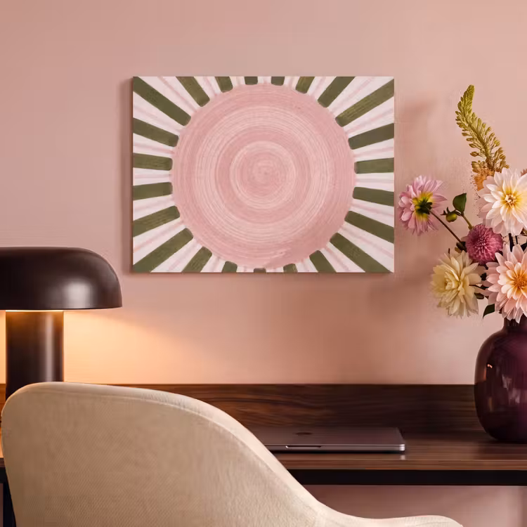 Akoestisch schilderij - Patroon - Cirkel - Stralen - Abstract - Roze — 4