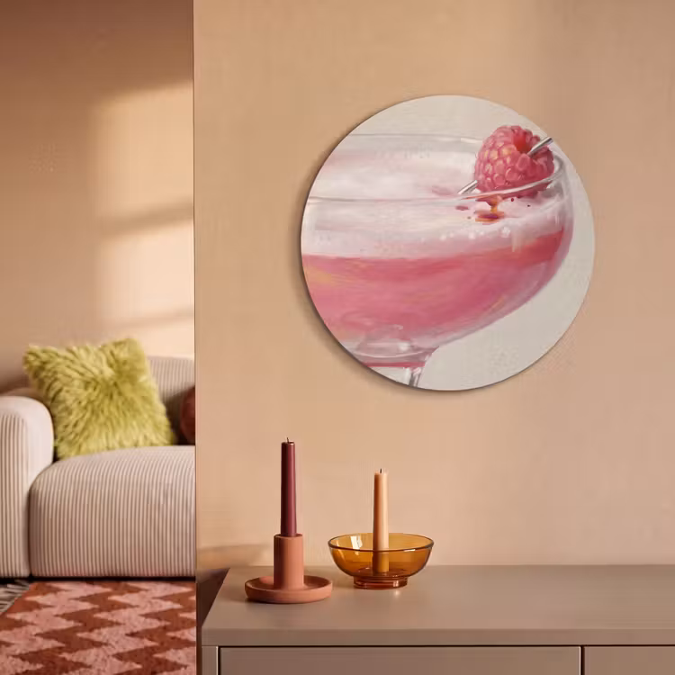 Akoestisch schilderij rond - Cocktail - Framboos - Drank - Modern - Roze — 3