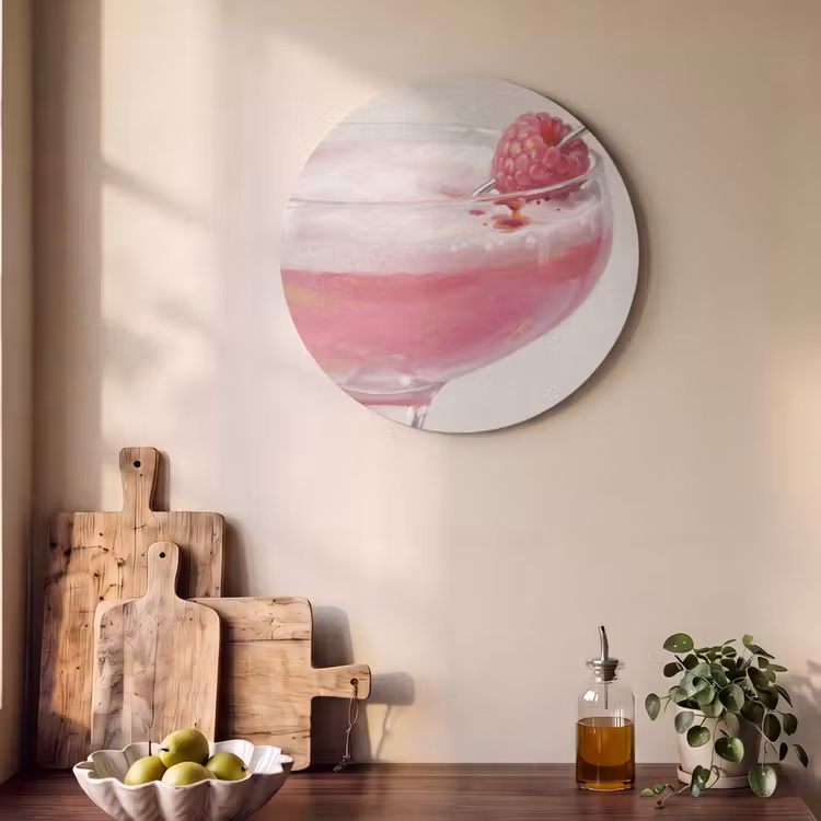 Akoestisch schilderij rond - Cocktail - Framboos - Drank - Modern - Roze — 4