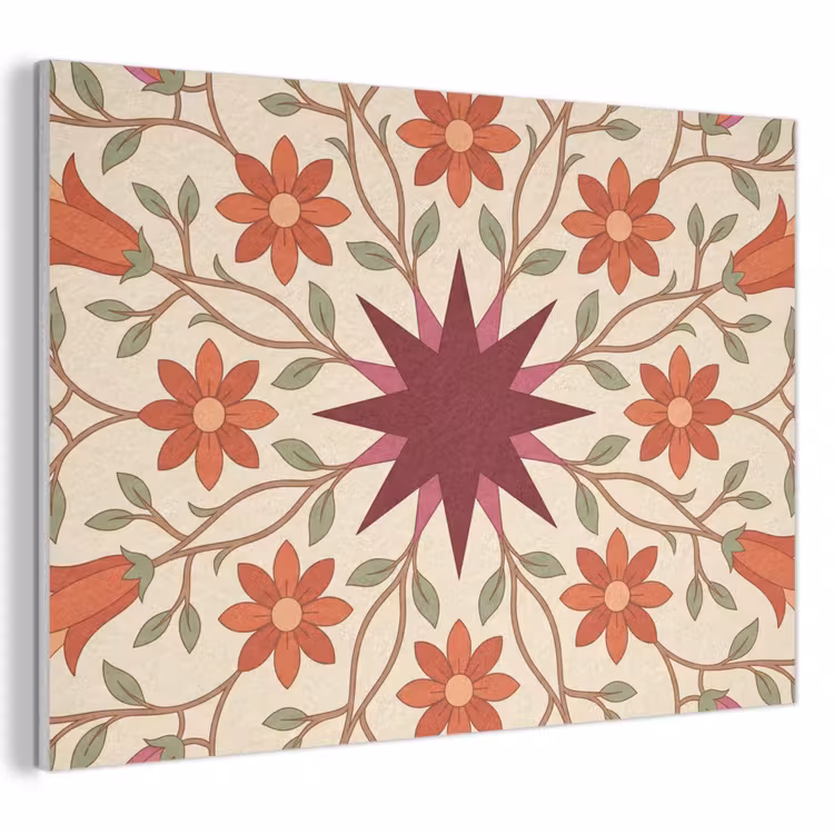 Akoestisch schilderij - Bloemen - Mandala - Decoratief - Rood — 1