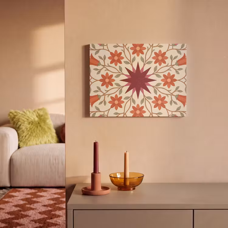 Akoestisch schilderij - Bloemen - Mandala - Decoratief - Rood — 2