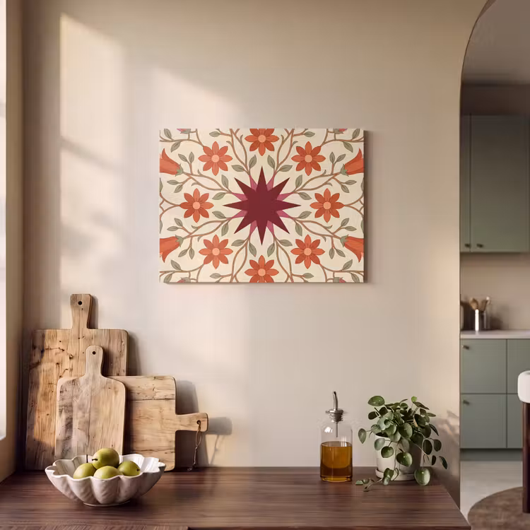 Akoestisch schilderij - Bloemen - Mandala - Decoratief - Rood — 3