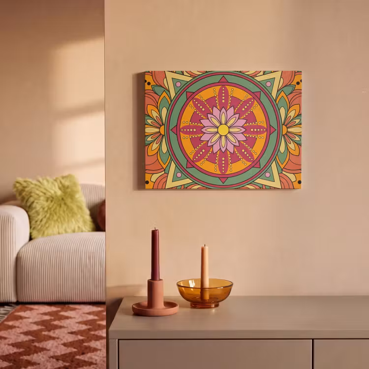 Akoestisch schilderij - Mandala - Bloemen - Abstract - Kleurrijk — 2