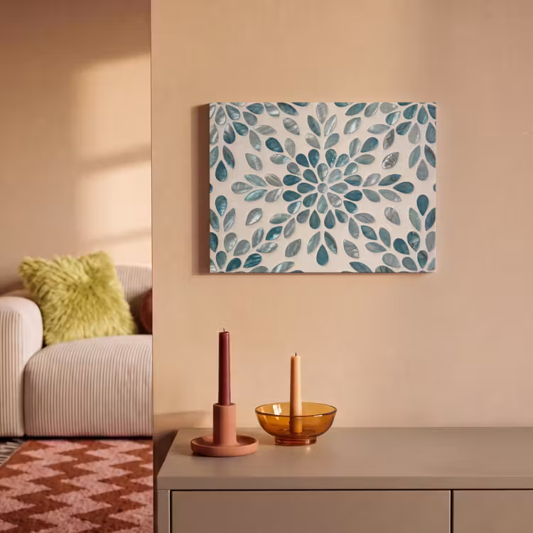 Akoestisch schilderij - Patroon - Bladeren - Abstract - Modern - Turquoise — 2