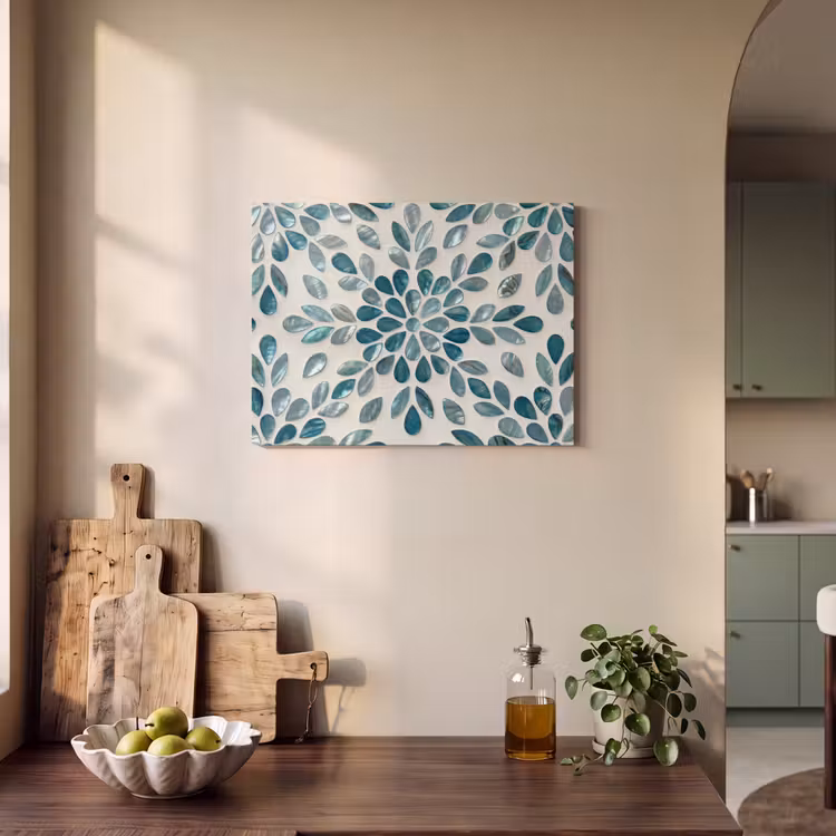 Akoestisch schilderij - Patroon - Bladeren - Abstract - Modern - Turquoise — 3