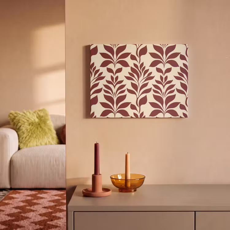 Akoestisch schilderij - Abstract - Bladeren - Burgundy — 2