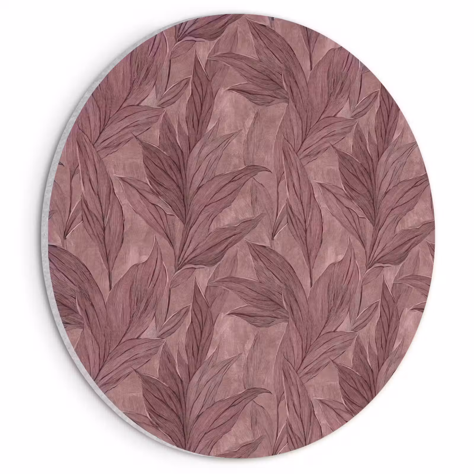 Akoestisch schilderij rond - Bladeren - Patroon - Paars — 1