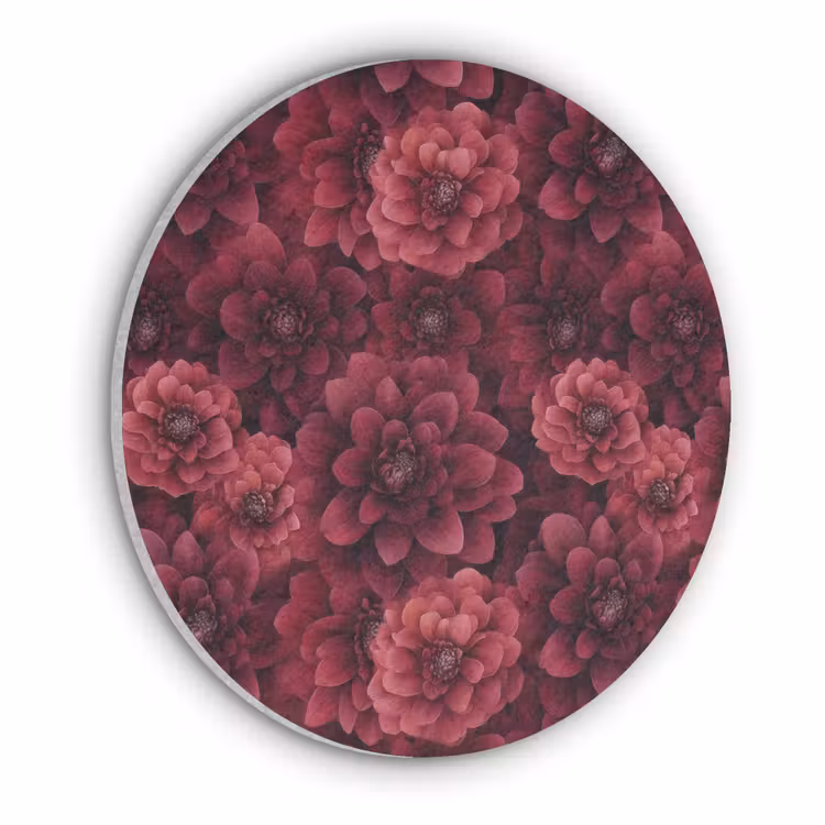 Akoestisch schilderij rond - Dahlias - Bloemen - Rood — 1