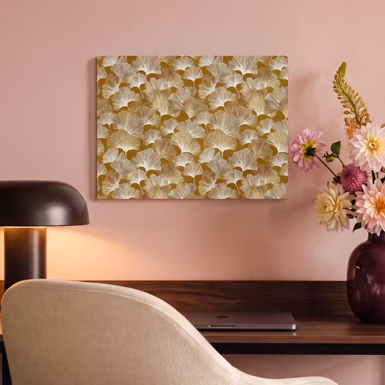 Akoestisch schilderij - Ginkgo - Bladeren - Goud — 4