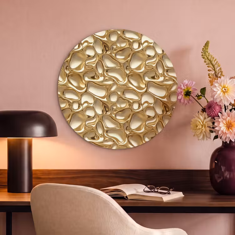 Akoestisch schilderij rond - Abstract - Modern - Goud — 2