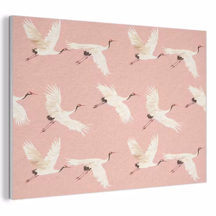 Akoestisch schilderij - Modern - Kraanvogels - Roze — 1