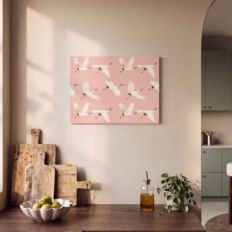 Akoestisch schilderij - Modern - Kraanvogels - Roze — 3