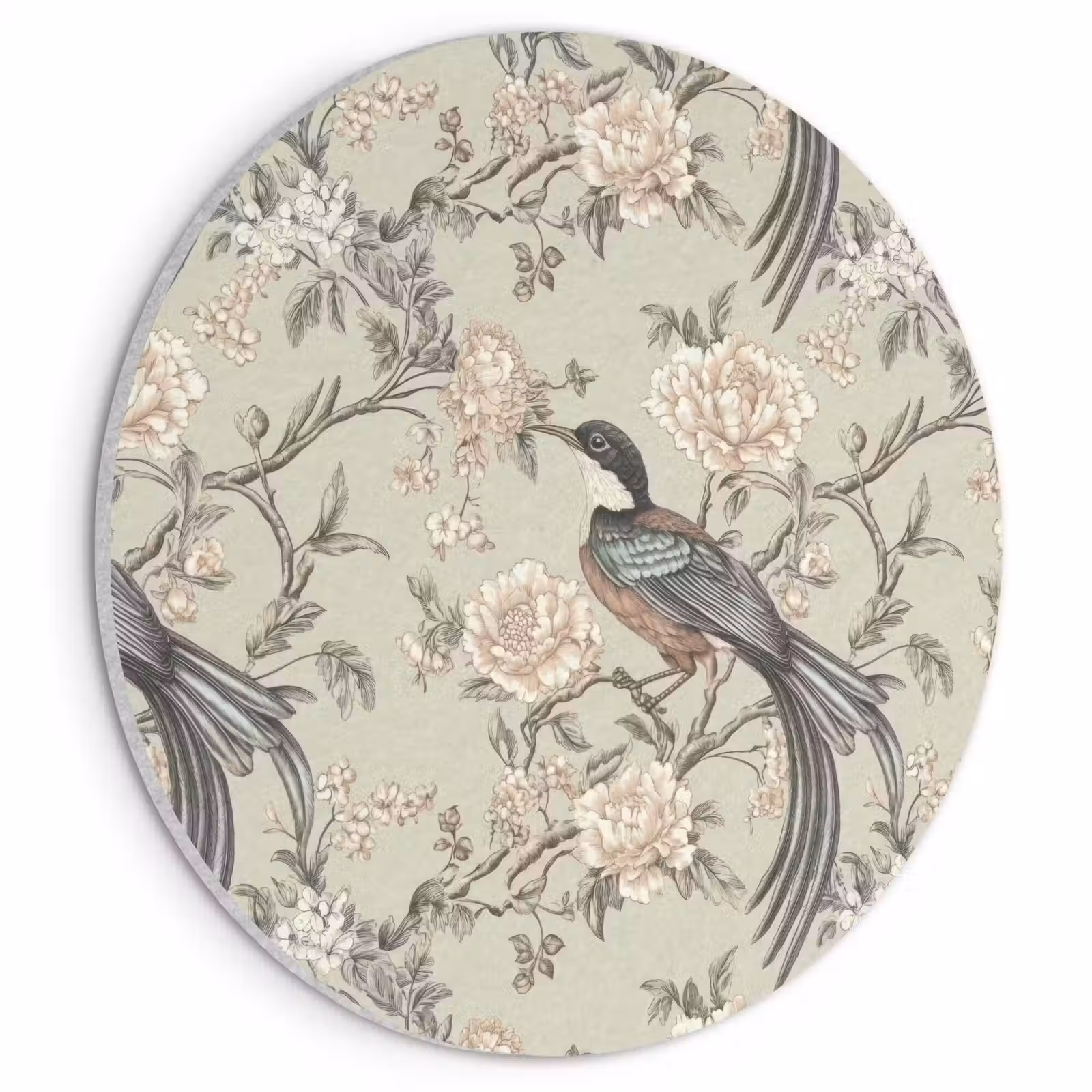 Akoestisch schilderij rond - Bloem - Vogel - Kleurrijk — 1