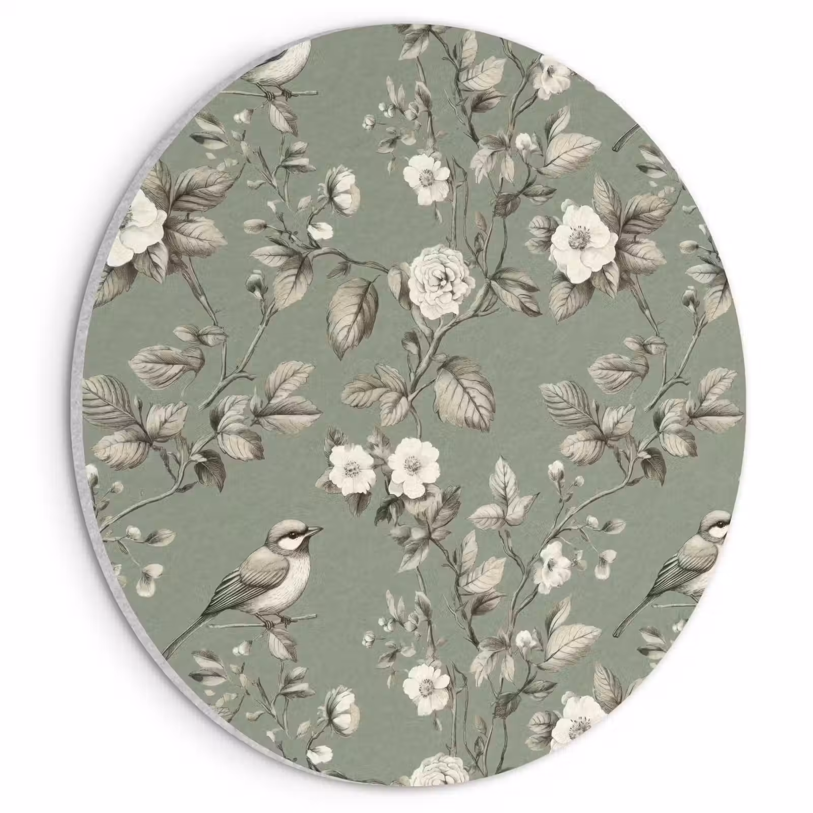 Akoestisch schilderij rond - Botanisch - Vogels - Groen — 1