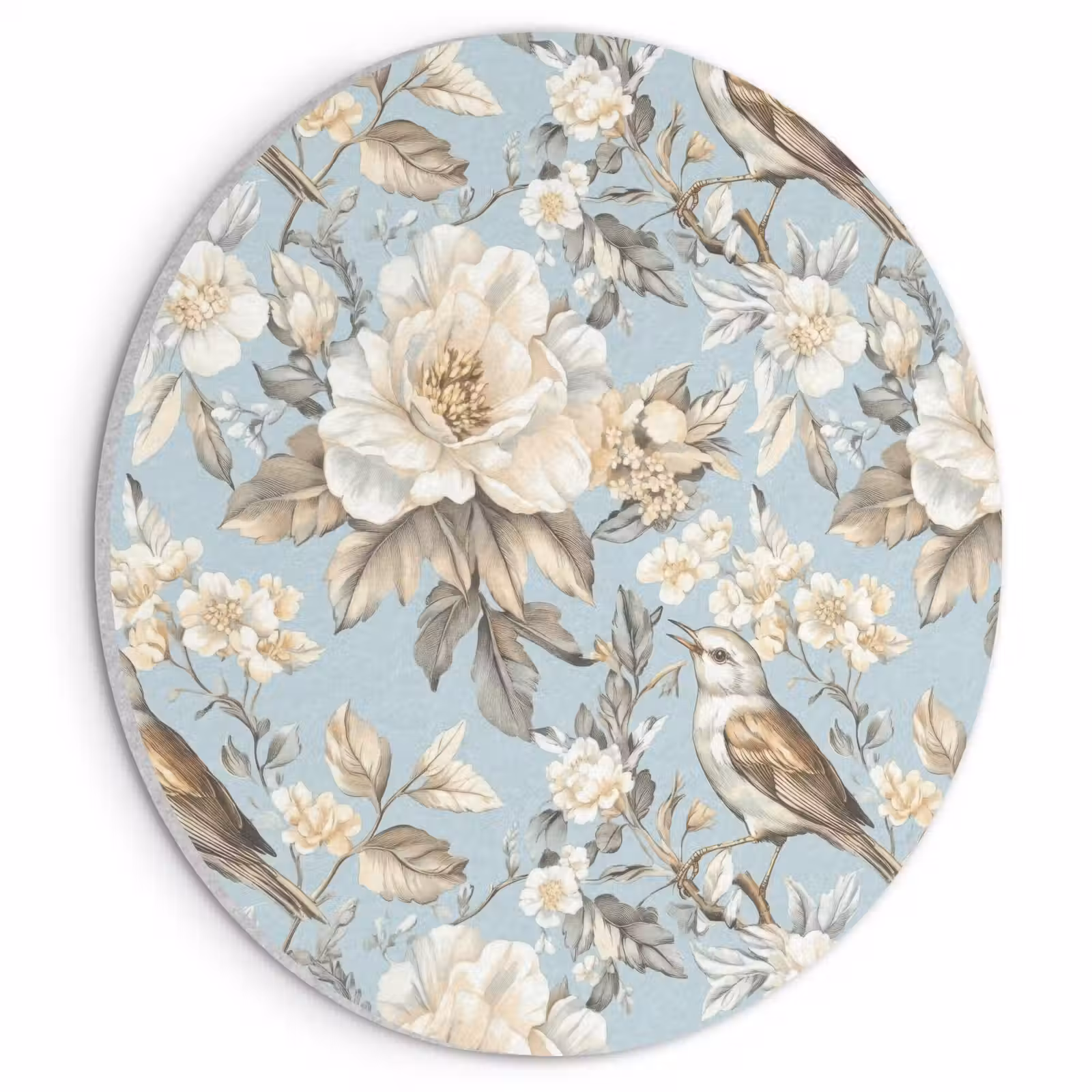 Akoestisch schilderij rond - Botanisch - Zangvogel - Blauw — 1