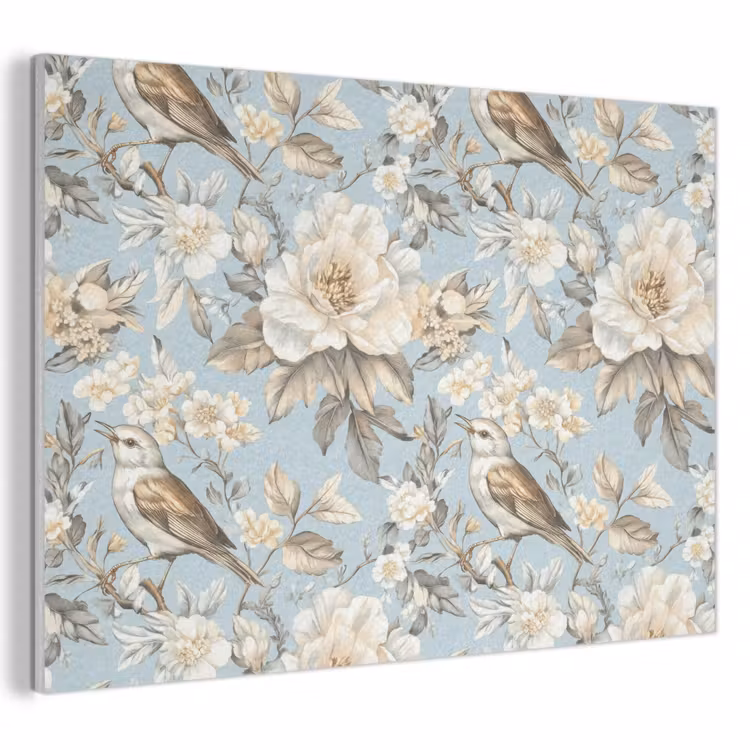 Akoestisch schilderij - Botanisch - Zangvogel - Blauw — 1