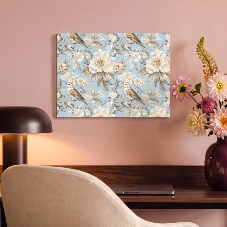 Akoestisch schilderij - Botanisch - Zangvogel - Blauw — 4