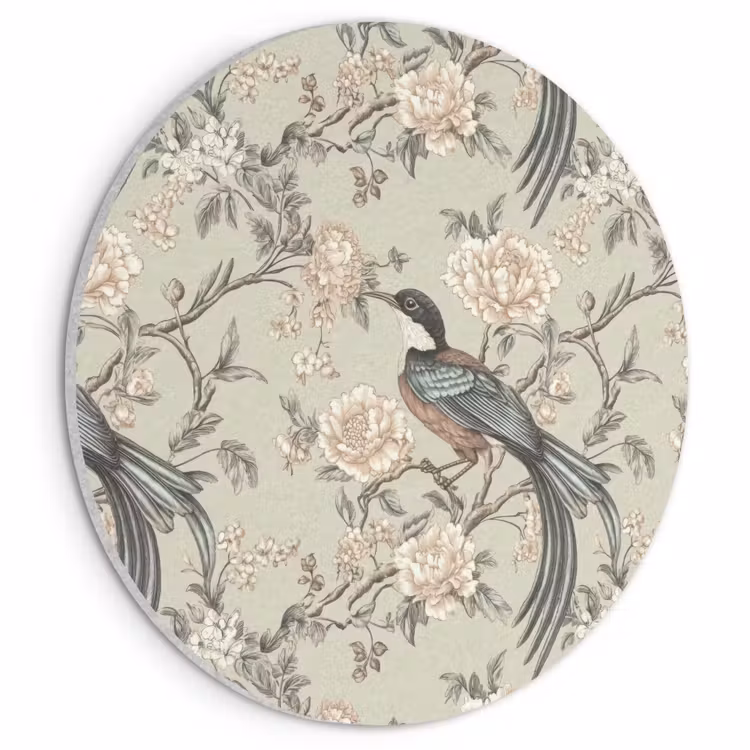 Akoestisch schilderij rond - Bloem - Vogel - Kleurrijk — 1