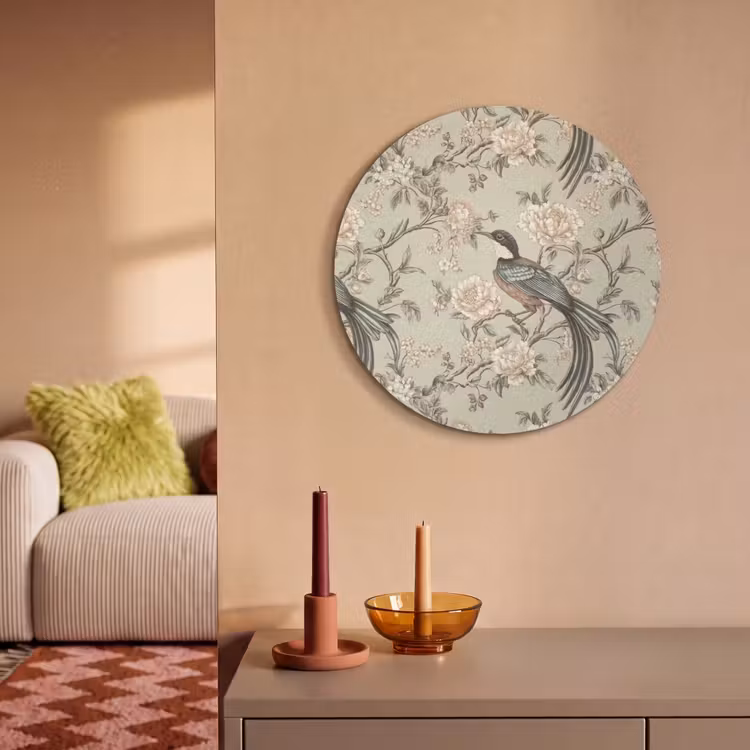 Akoestisch schilderij rond - Bloem - Vogel - Kleurrijk — 3
