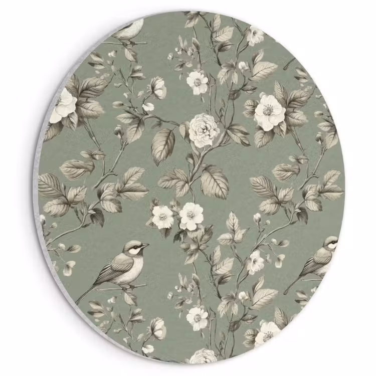 Akoestisch schilderij rond - Botanisch - Vogels - Groen — 1