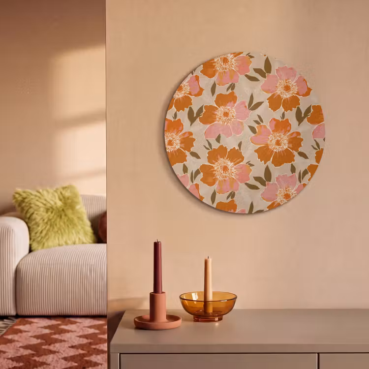 Akoestisch schilderij rond - Bloemen - Motief - Retro — 3
