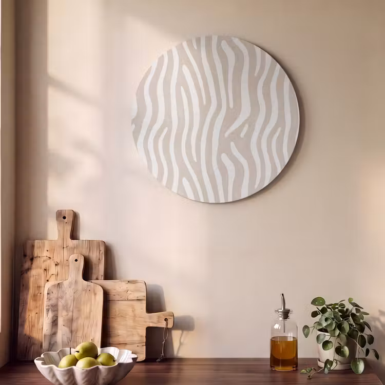 Akoestisch schilderij rond - Abstract - Zebra - Beige — 4