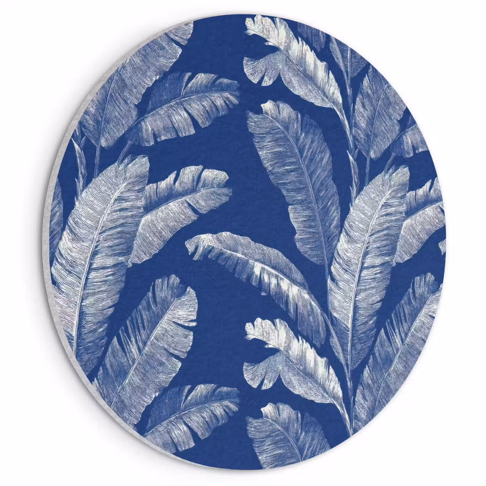Akoestisch schilderij rond - Blad - Palm - Blauw — 1