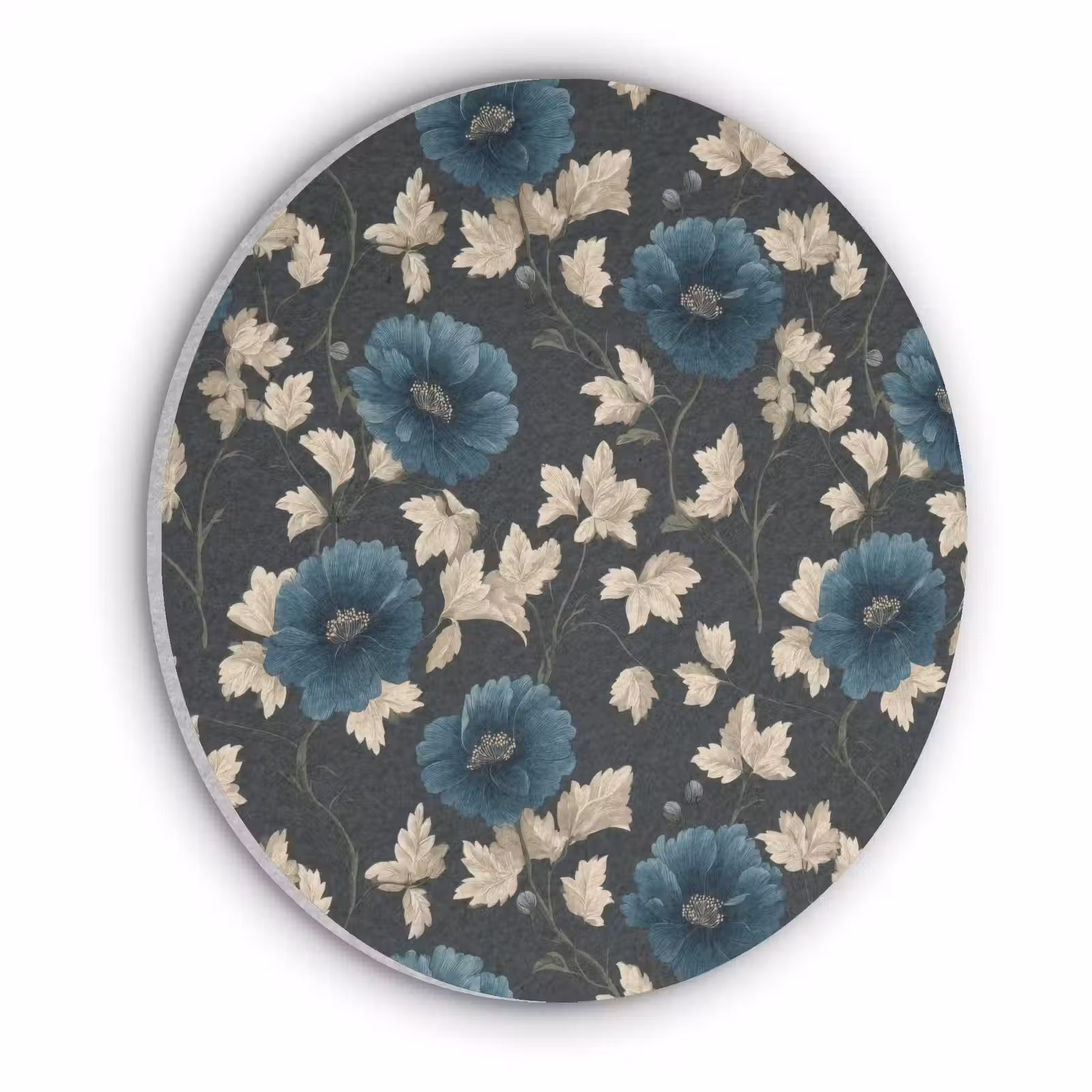 Akoestisch schilderij rond - Botanisch - Bloemen - Blauw — 1