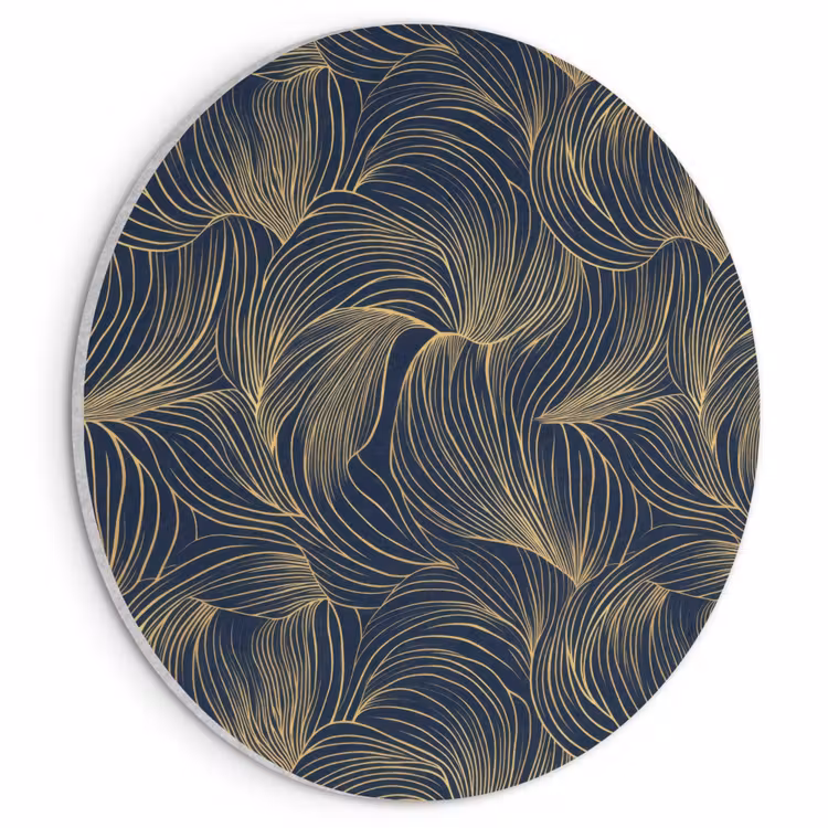 Akoestisch schilderij rond - Abstract - Lijnen - Blauw - Goud — 1