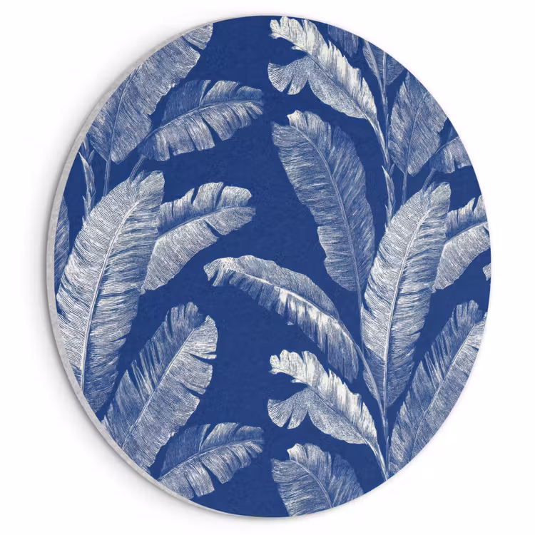 Akoestisch schilderij rond - Blad - Palm - Blauw — 1