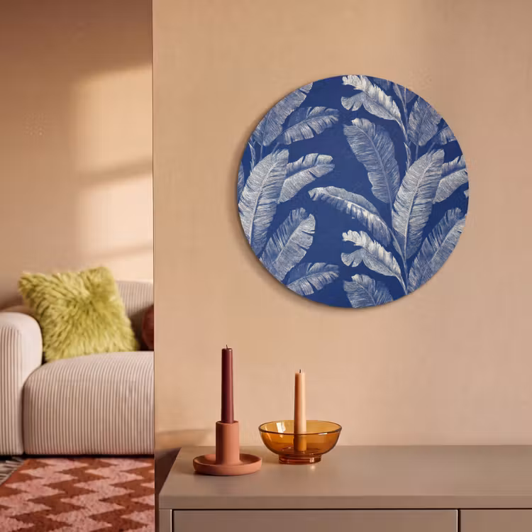 Akoestisch schilderij rond - Blad - Palm - Blauw — 3