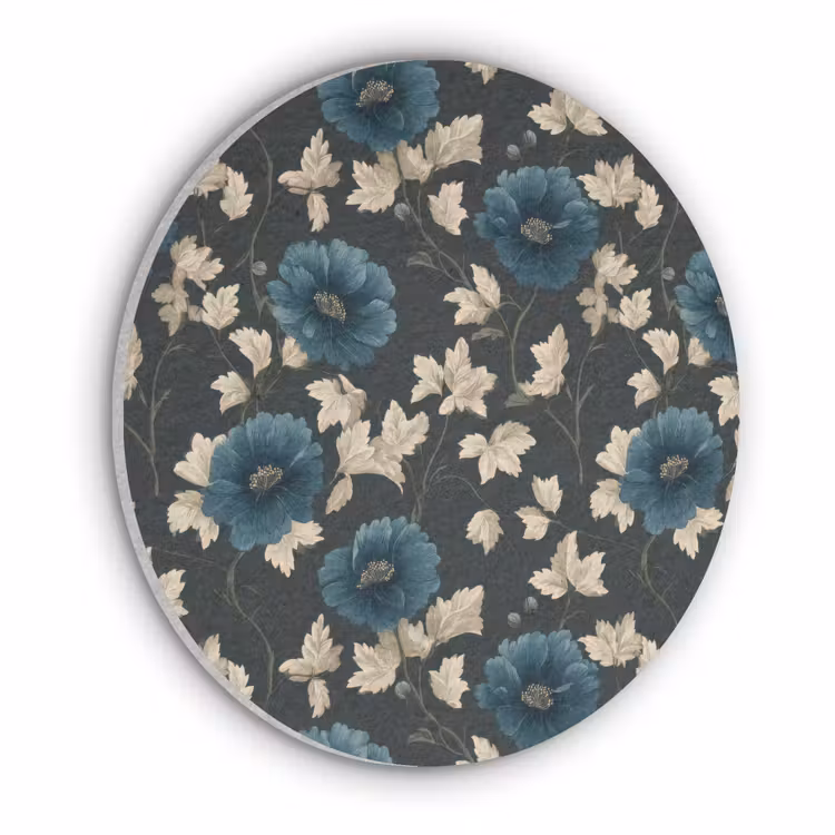 Akoestisch schilderij rond - Botanisch - Bloemen - Blauw — 1