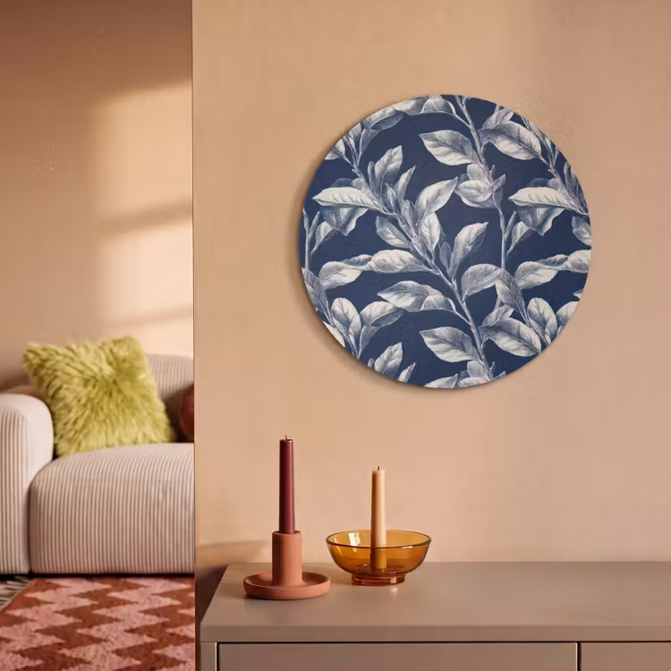 Akoestisch schilderij rond - Botanisch - Patroon - Blauw — 3