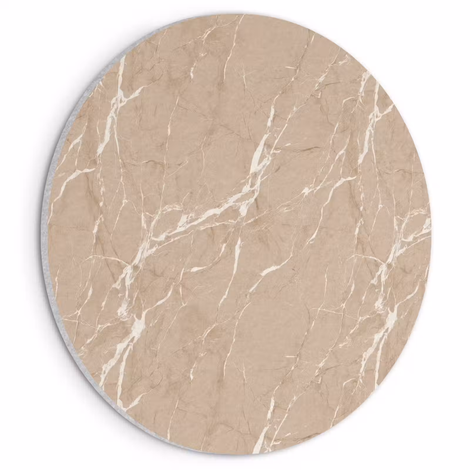 Akoestisch schilderij rond - Beige - Marmer - Organisch - Wit — 1