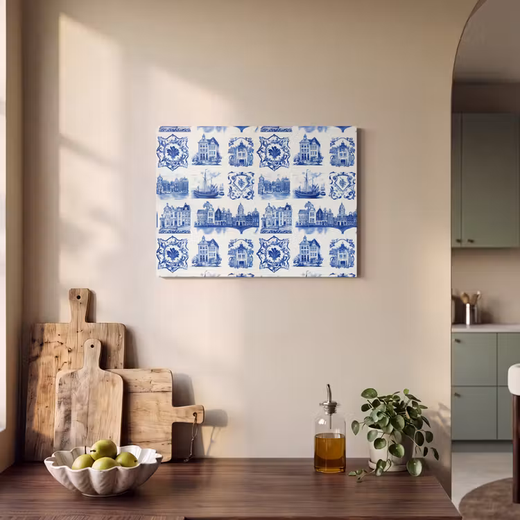 Akoestisch schilderij - Huizen - Schepen - Blauw — 3