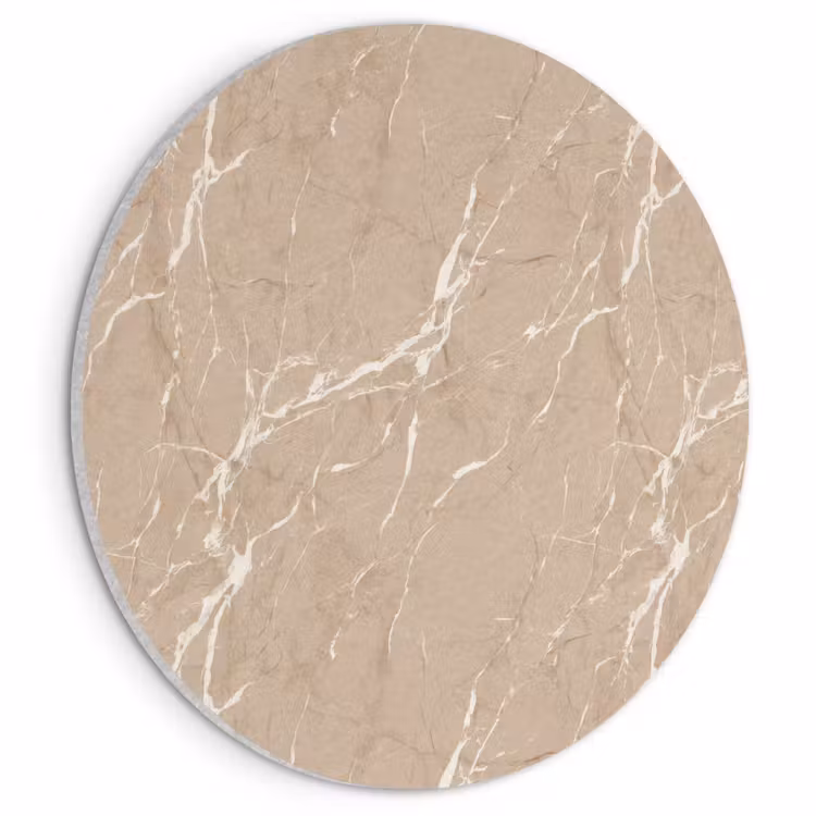 Akoestisch schilderij rond - Beige - Marmer - Organisch - Wit — 1