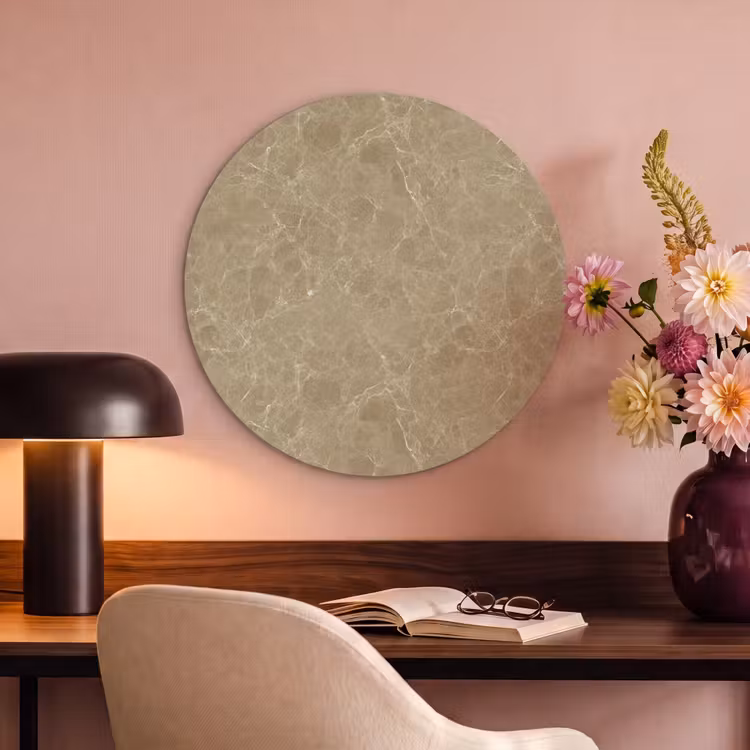 Akoestisch schilderij rond - Beige - Marmer - Witte aders — 2