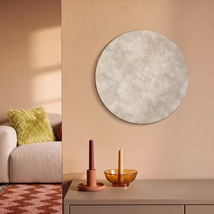 Akoestisch schilderij rond - Beige - Reliëfstructuur - Natuursteen — 3