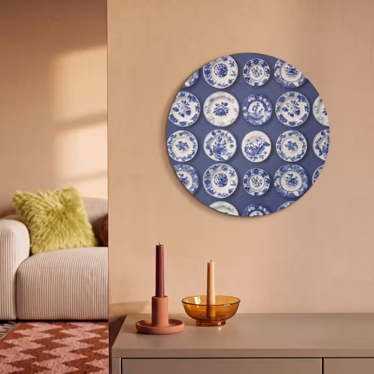 Akoestisch schilderij rond - Borden - Floraal - Blauw — 3