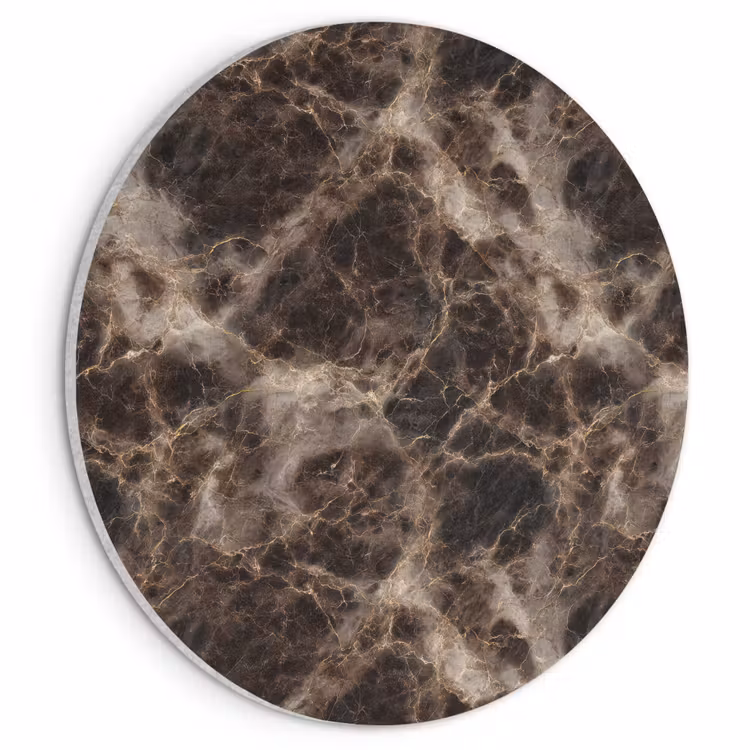 Akoestisch schilderij rond - Bruin - Goud - Marmer — 1