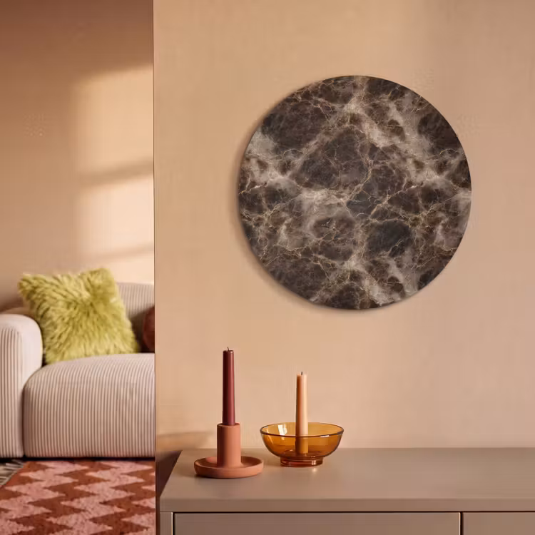 Akoestisch schilderij rond - Bruin - Goud - Marmer — 3