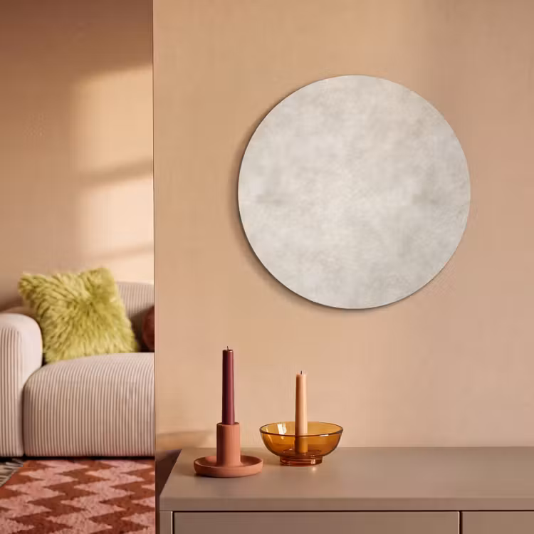 Akoestisch schilderij rond - Crèmebeige - Marmer - Aders — 3